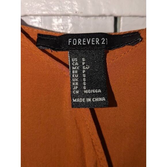 Forever 21 Women's Sz Small Spaghetti Strap V Neck Semi Sheer Romper Rust Orange - Picture 7 of 10